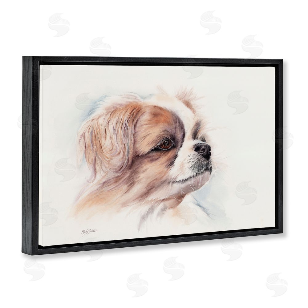 Cady Driver Expressive Dog Face Portrait Black Floating Frame Canvas Wall Art Print