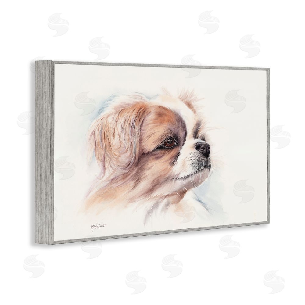 Cady Driver Expressive Dog Face Portrait Gray Framed Giclee Wall Art Print