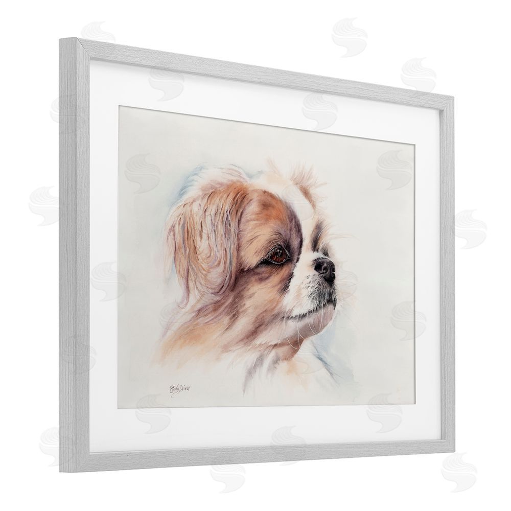 Cady Driver Expressive Dog Face Portrait Gray Framed Print Under Glass with White Mat Wall Art