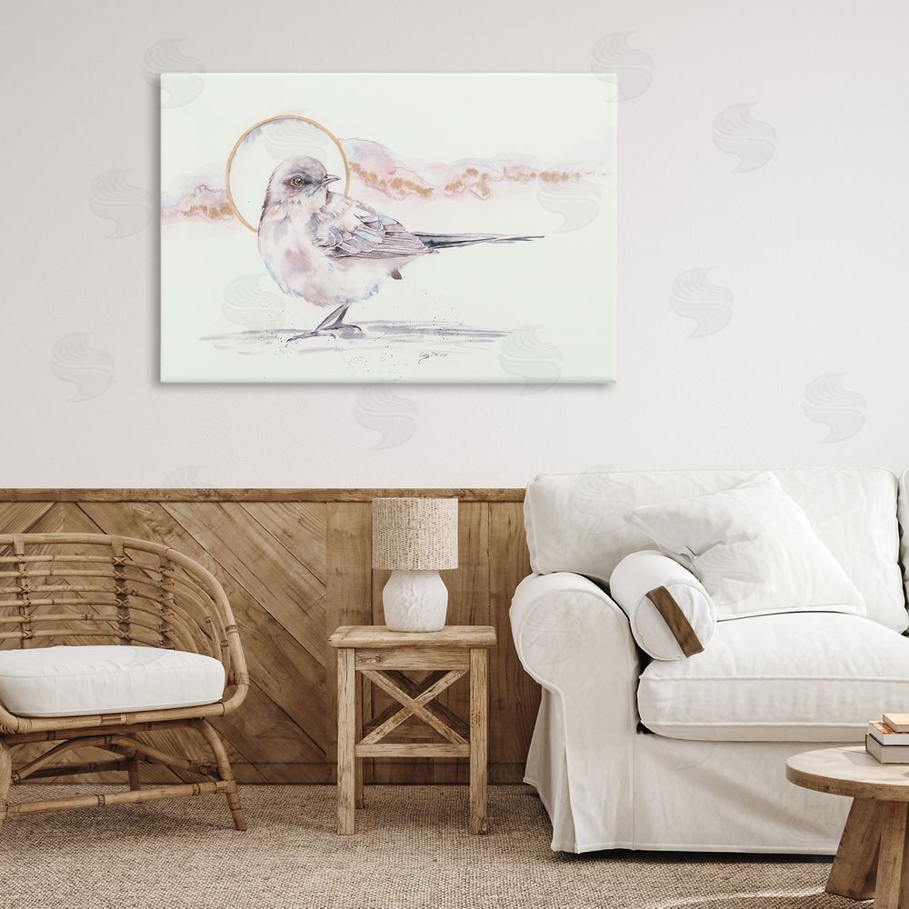 Cady Driver Bird & Moon Watercolor Canvas Art on Wall