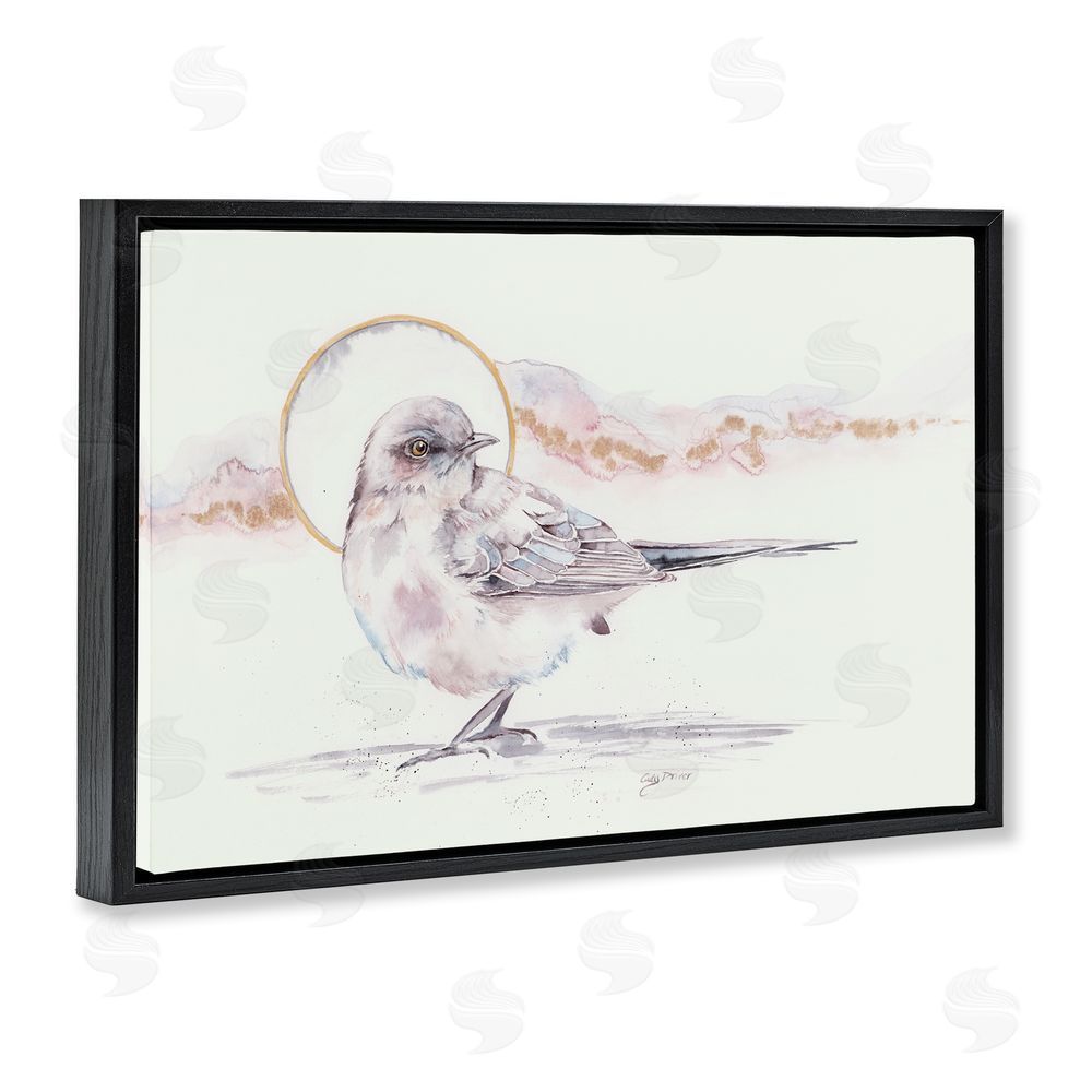 Cady Driver Bird & Moon Watercolor Black Floating Frame Canvas Wall Art Print