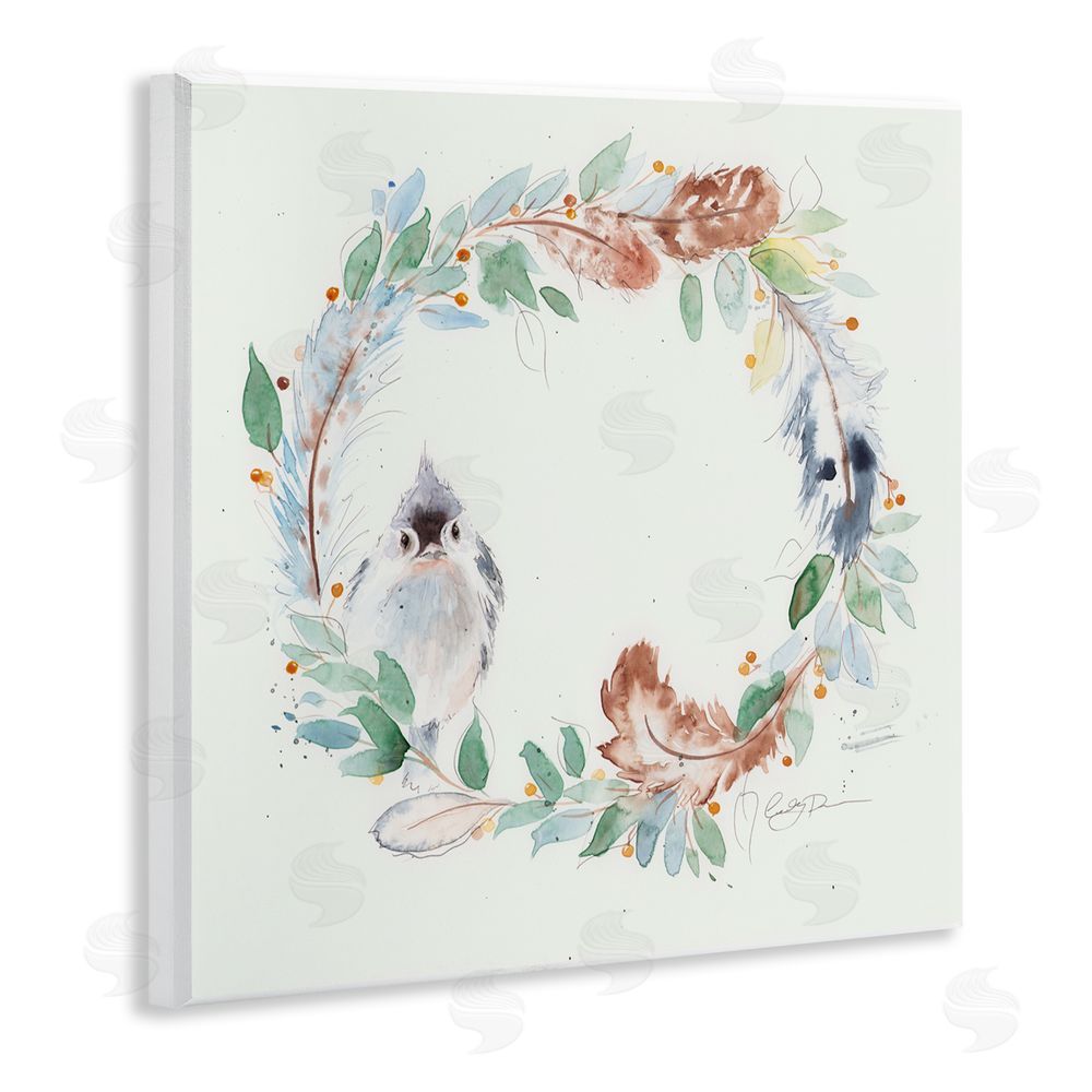 Cady Driver Wispy Bird & Botanical Wreath Wall Plaque Art Print