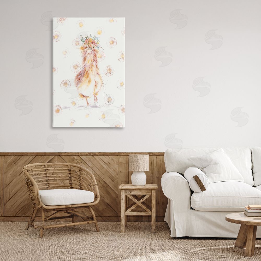 Cady Driver Silkie Chicken with Daisies Canvas Art on Wall