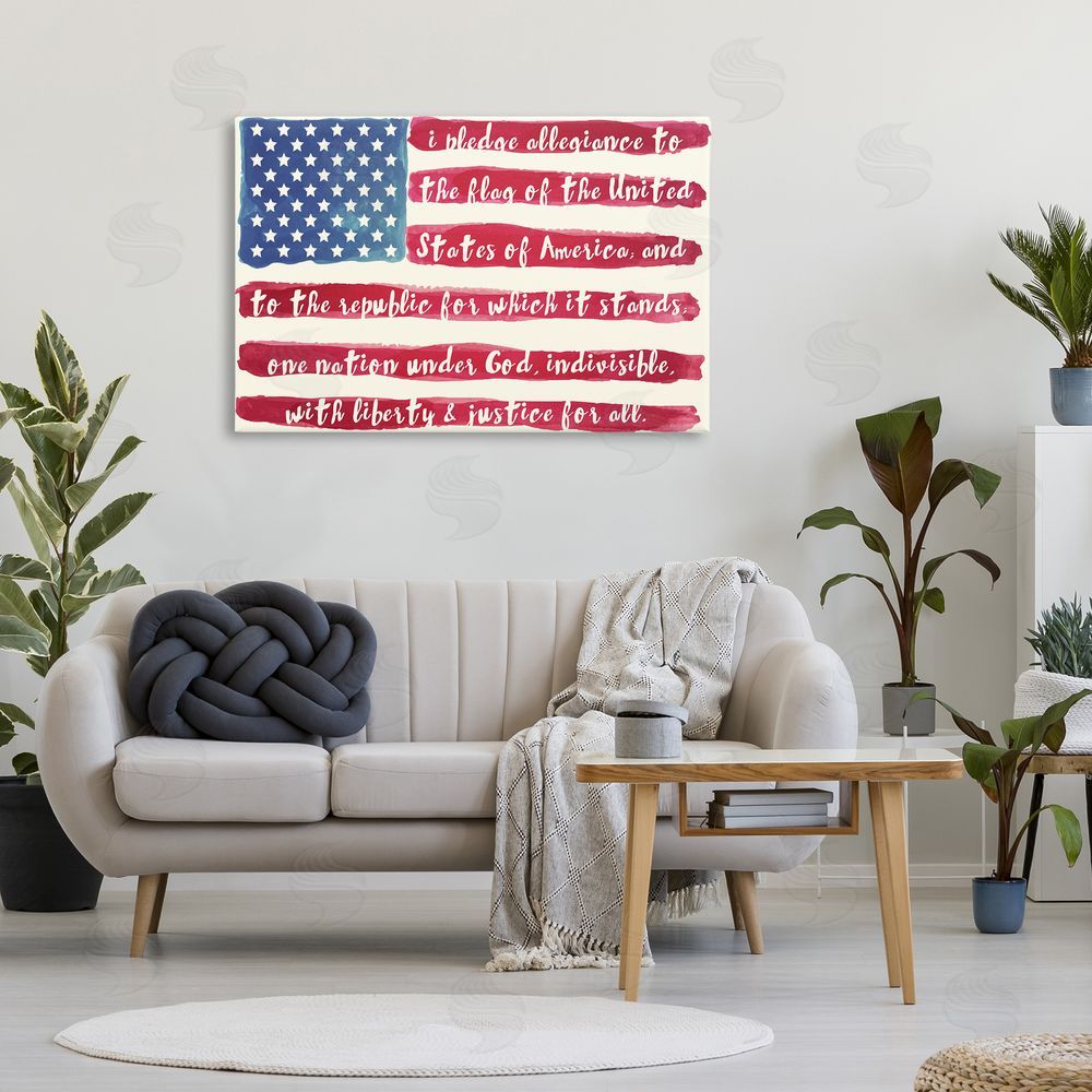 Sophie 6 Pledge Of Allegiance Flag Stripes Stretched Canvas Wall Art Print in Room