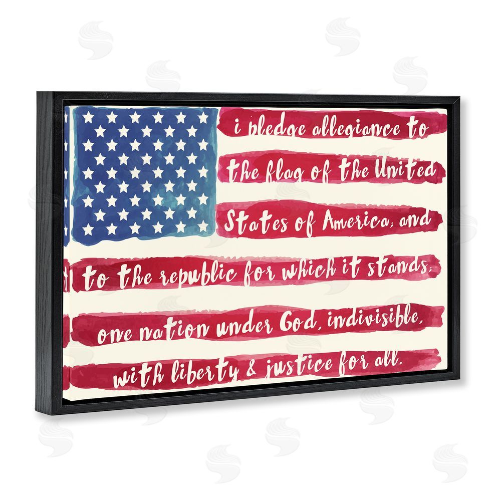 Sophie 6 Pledge Of Allegiance Flag Stripes Black Floating Frame Canvas Wall Art Print