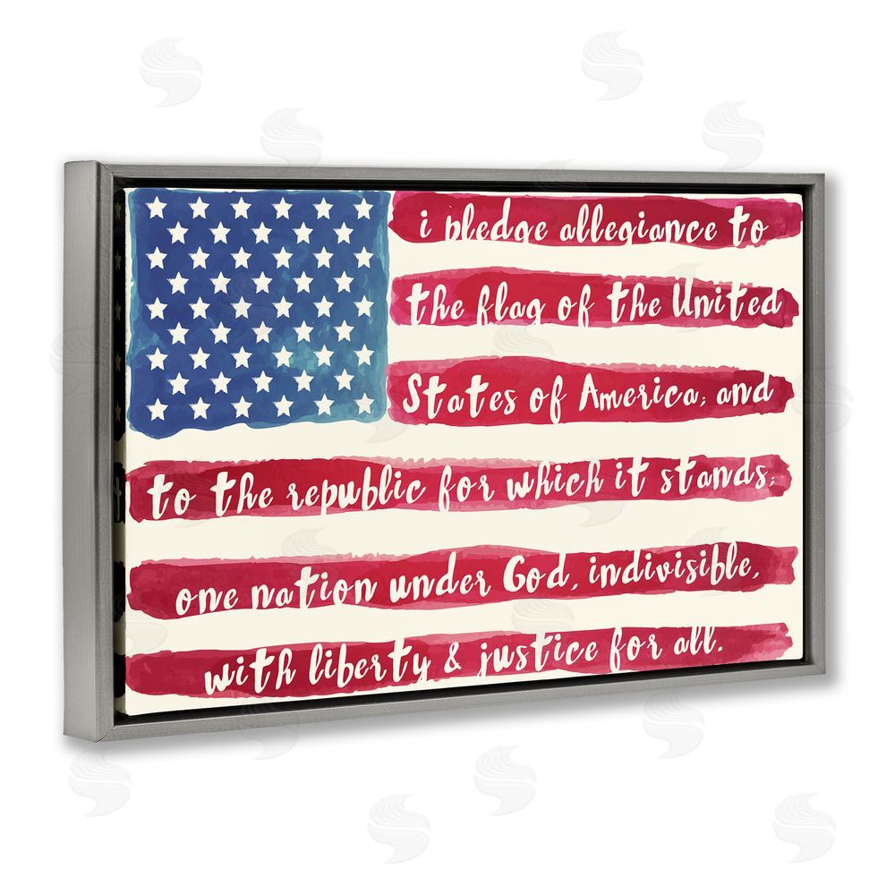 Sophie 6 Pledge Of Allegiance Flag Stripes Gray Floating Frame Canvas Wall Art Print