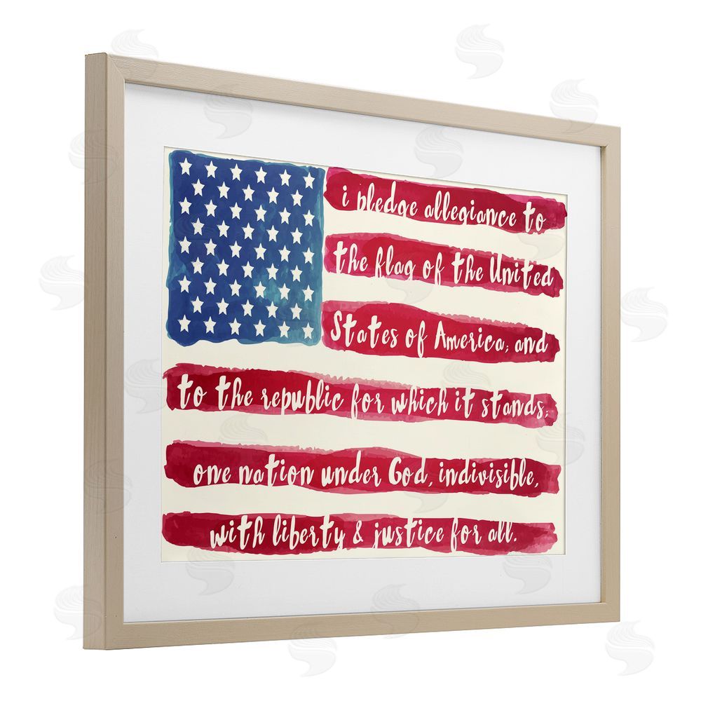 Sophie 6 Pledge Of Allegiance Flag Stripes Brown Framed Print Under Glass Wall Art