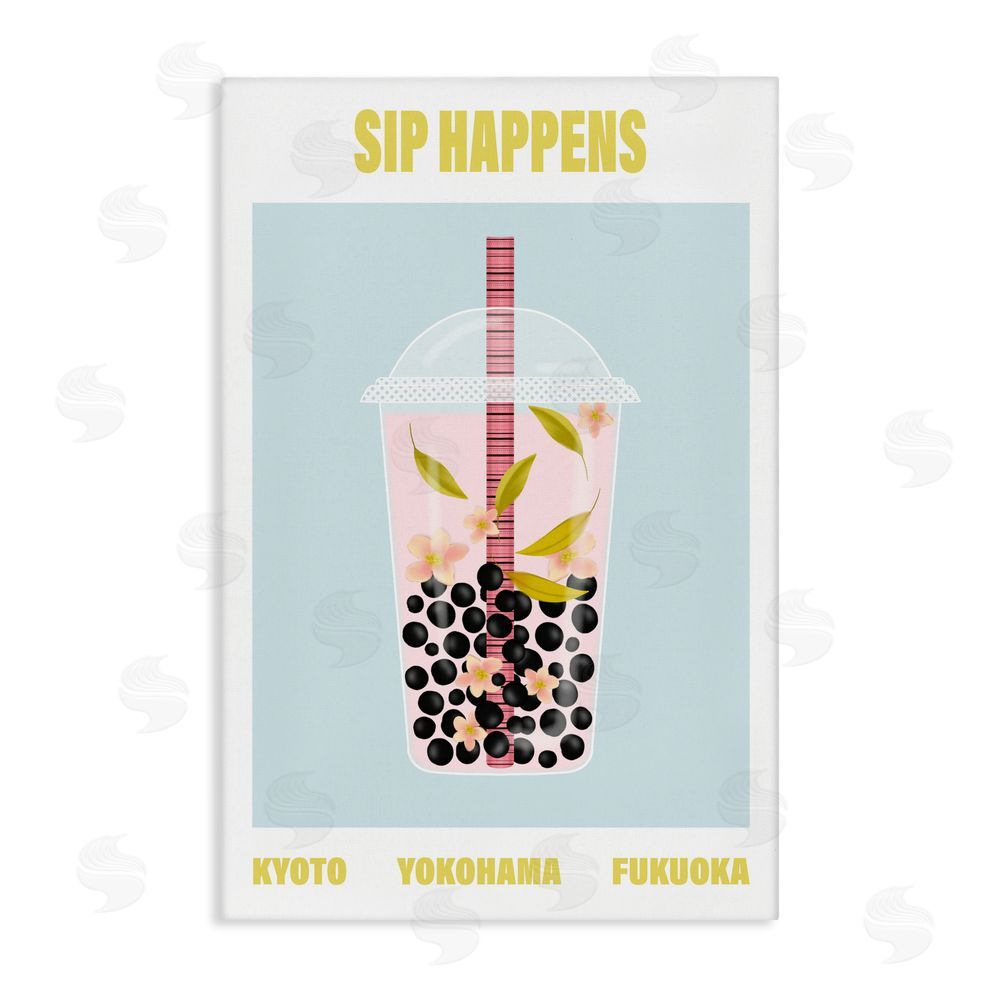 A Barefoot Stylist Sip Happens Boba Tea Canvas Wall Art Print