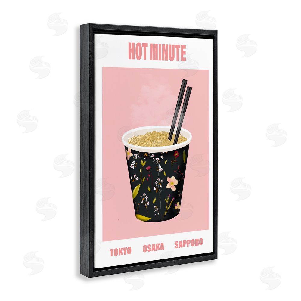 A Barefoot Stylist Hot Minute Cup of Noodles Black Floating Frame Canvas Wall Art Print