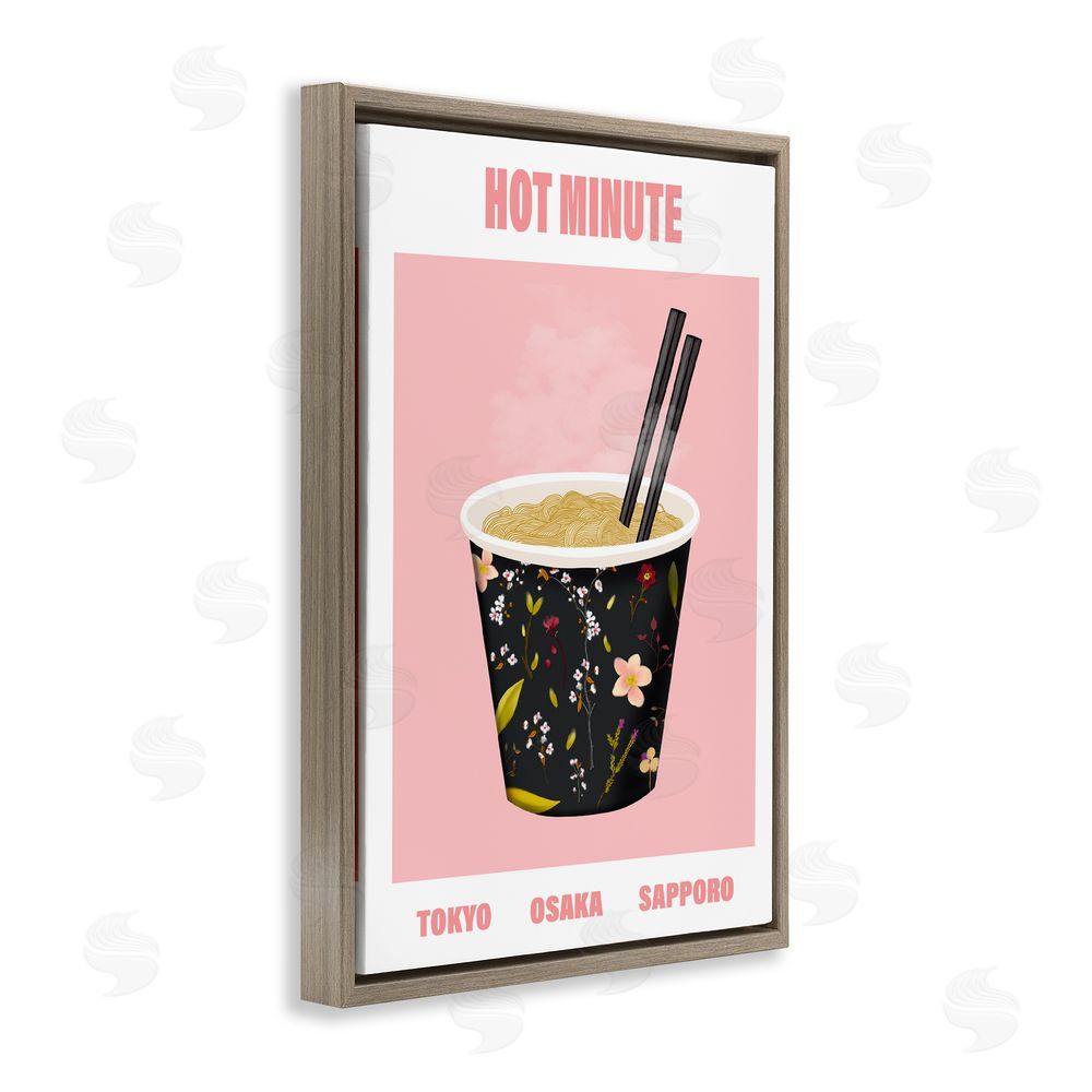 A Barefoot Stylist Hot Minute Cup of Noodles Brown Floating Frame Canvas Wall Art Print