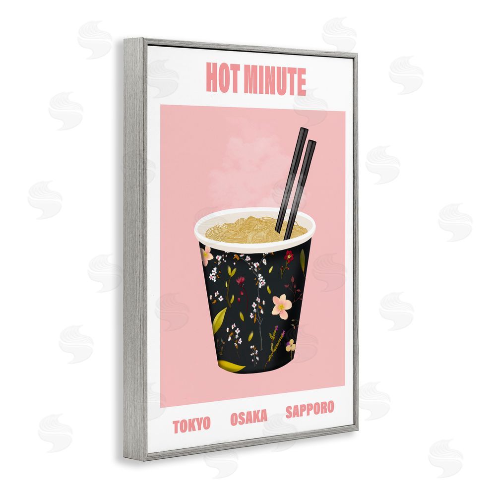 A Barefoot Stylist Hot Minute Cup of Noodles Gray Framed Giclee Wall Art Print