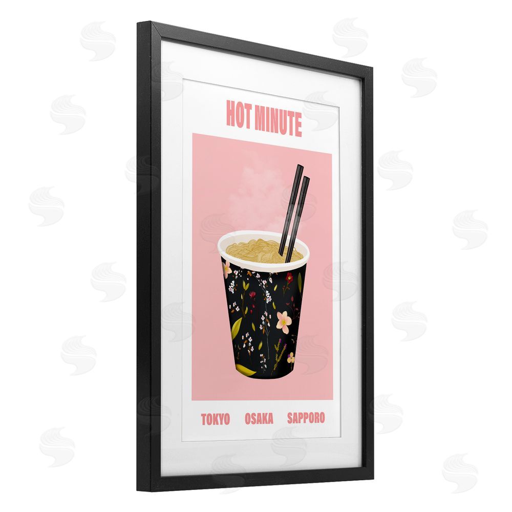 A Barefoot Stylist Hot Minute Cup of Noodles Black Framed Print Under Glass with White Mat Wall Art