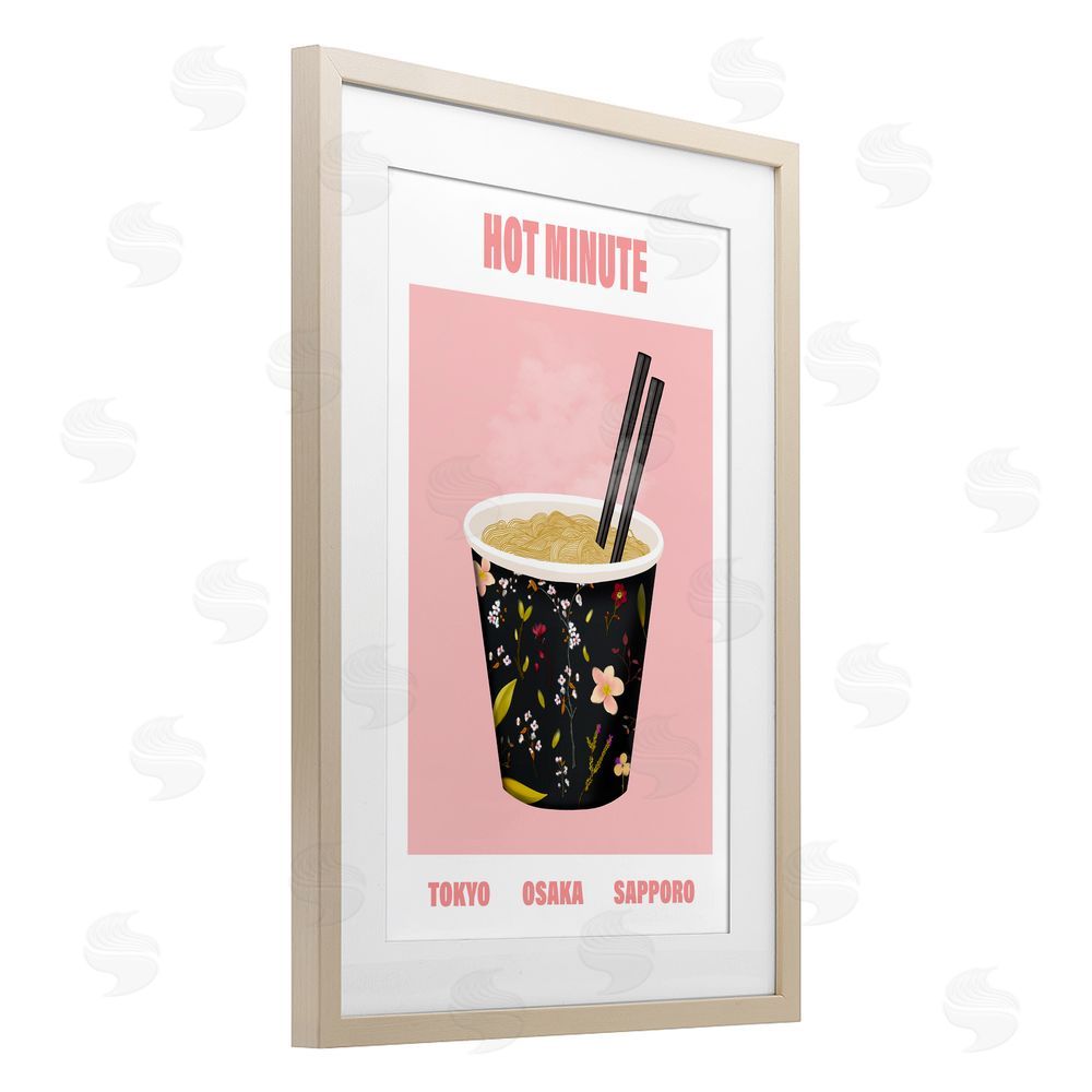 A Barefoot Stylist Hot Minute Cup of Noodles Birch Framed Print Under Glass with White Mat Wall Art
