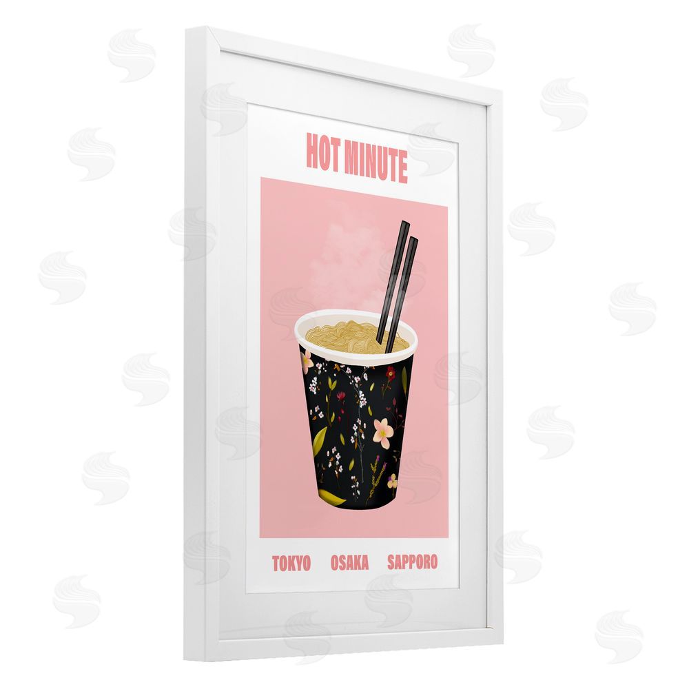 A Barefoot Stylist Hot Minute Cup of Noodles White Framed Print Under Glass with Mat Wall Art