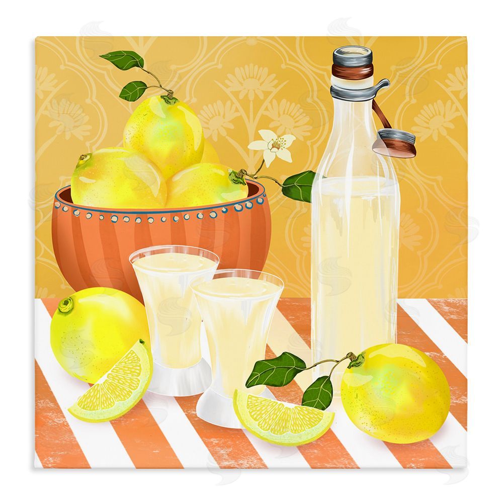Lori Mosley Cocktail Lemons Fruit Bowl Stretched Canvas Wall Art Print