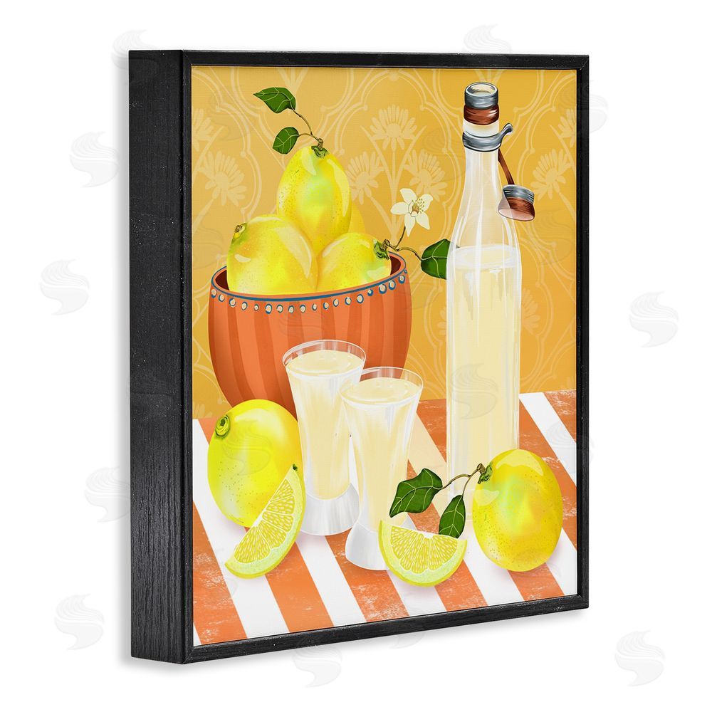 Lori Mosley Cocktail Lemons Fruit Bowl Black Framed Giclee Wall Art Print
