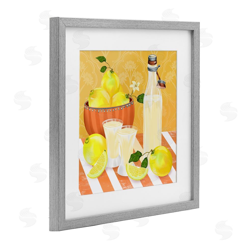Lori Mosley Cocktail Lemons Fruit Bowl Gray Framed Print Under Glass Wall Art