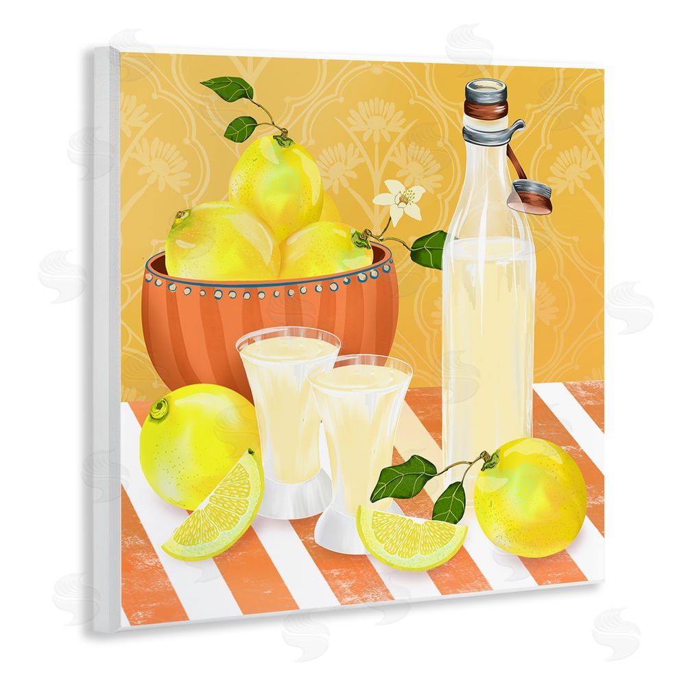 Lori Mosley Cocktail Lemons Fruit Bowl Wooden Wall Plaque Art Print