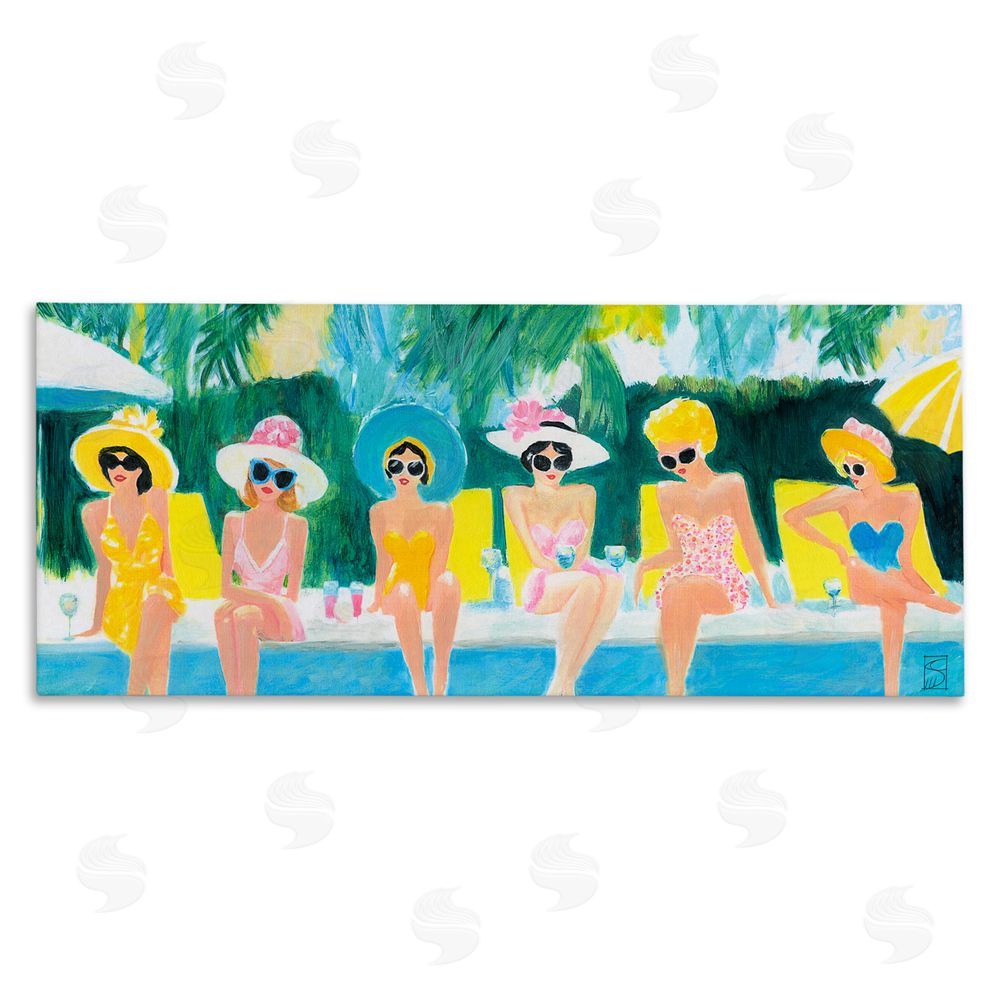 Sara Culpepper Besties By The Pool Stretched Canvas Wall Art Print