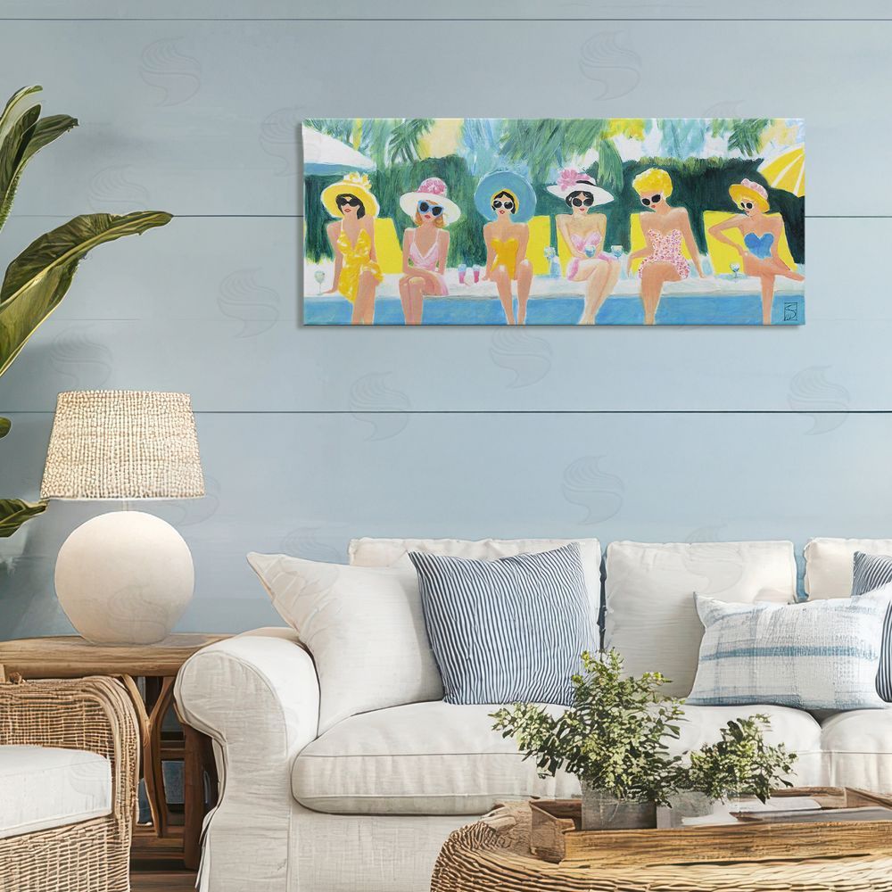 Sara Culpepper Besties By The Pool Stretched Canvas Wall Art in Room