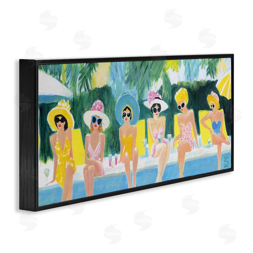 Sara Culpepper Besties By The Pool Black Framed Giclee Wall Art Print
