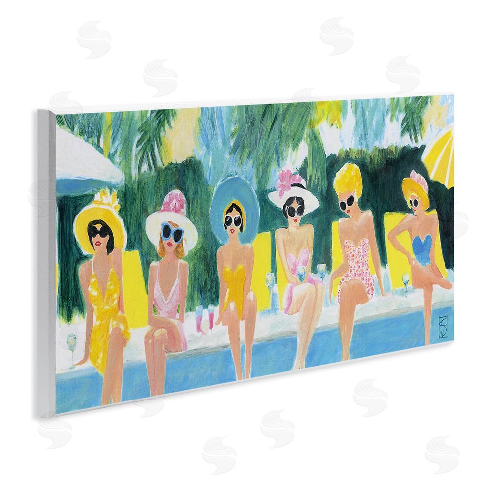 Sara Culpepper Besties By The Pool Wooden Wall Plaque Art Print
