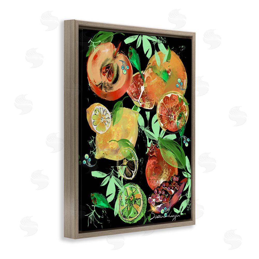 Susan Lugar Fruit Medley Combo Brown Floating Frame Canvas Wall Art Print