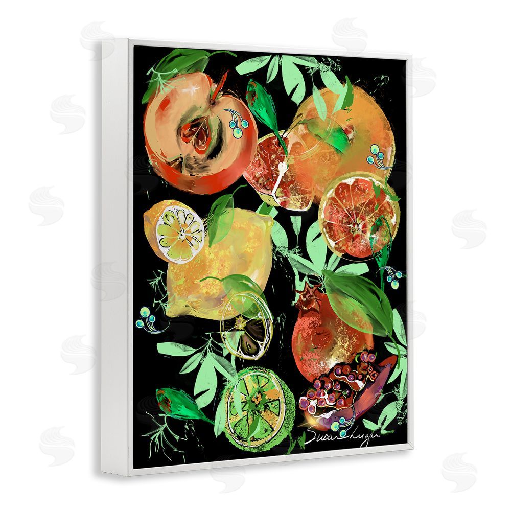 Susan Lugar Fruit Medley Combo White Framed Giclee Wall Art Print