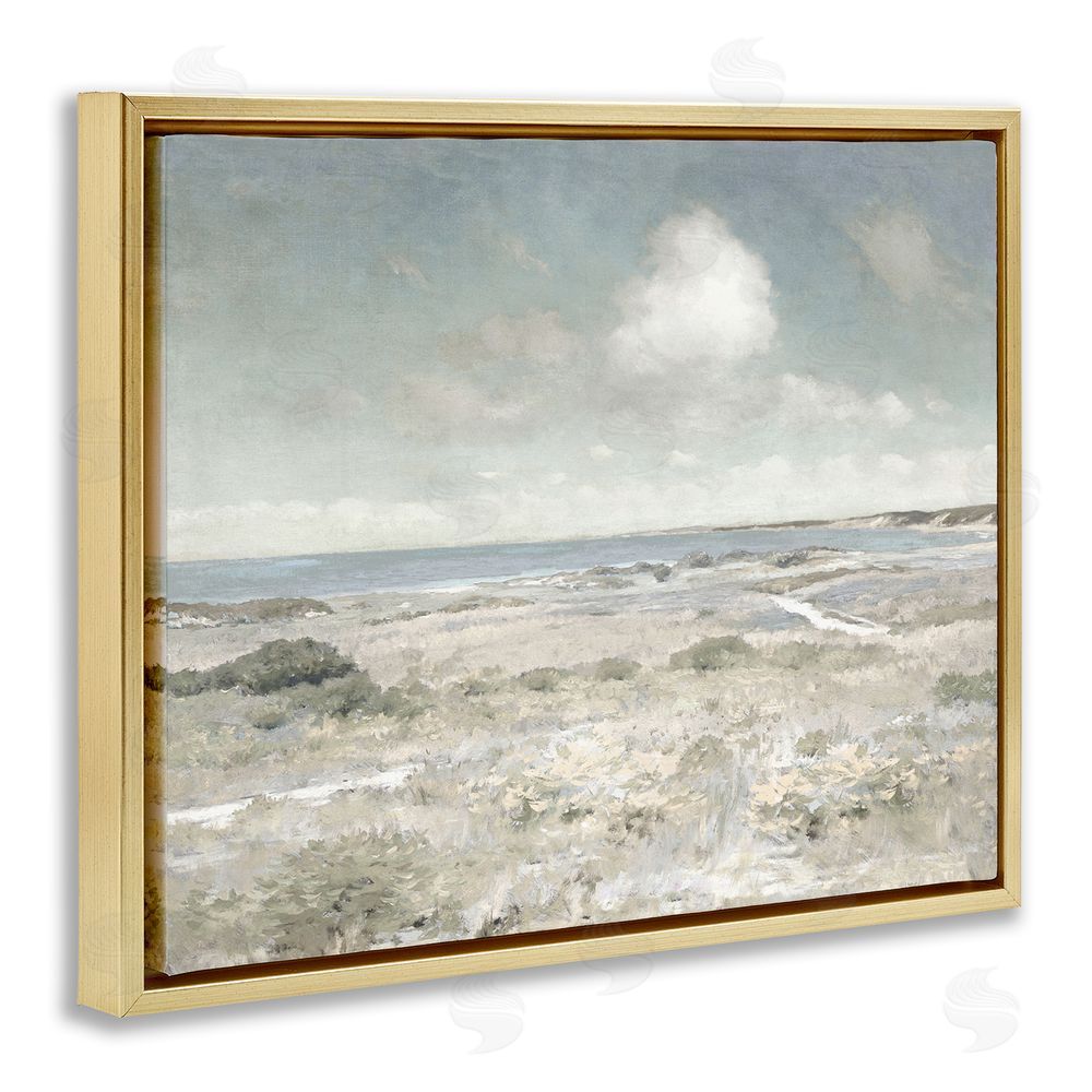 Christy McKee By The Shore Neutrals Gold Floating Frame Canvas Wall Art Print