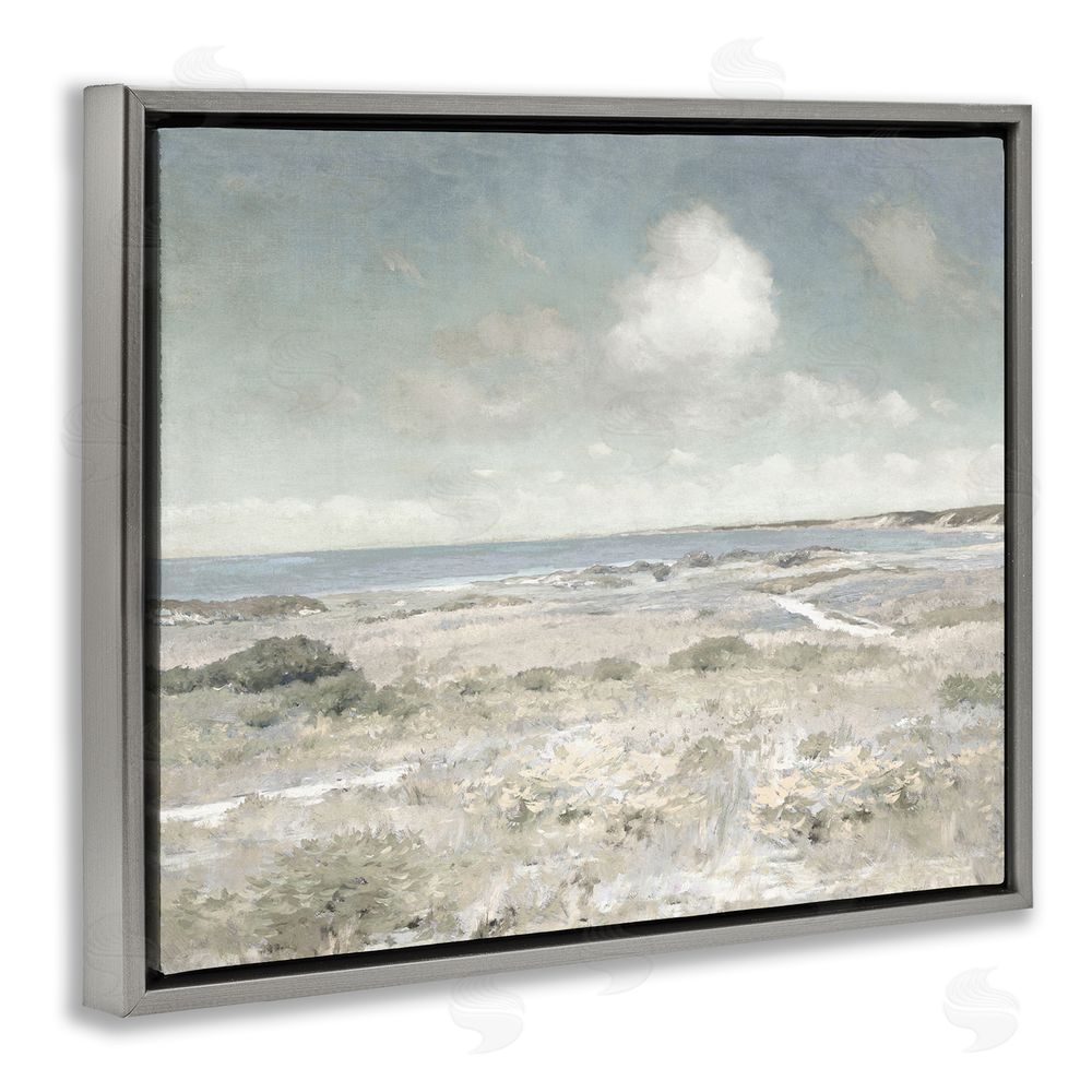 Christy McKee By The Shore Neutrals Gray Floating Frame Canvas Wall Art Print