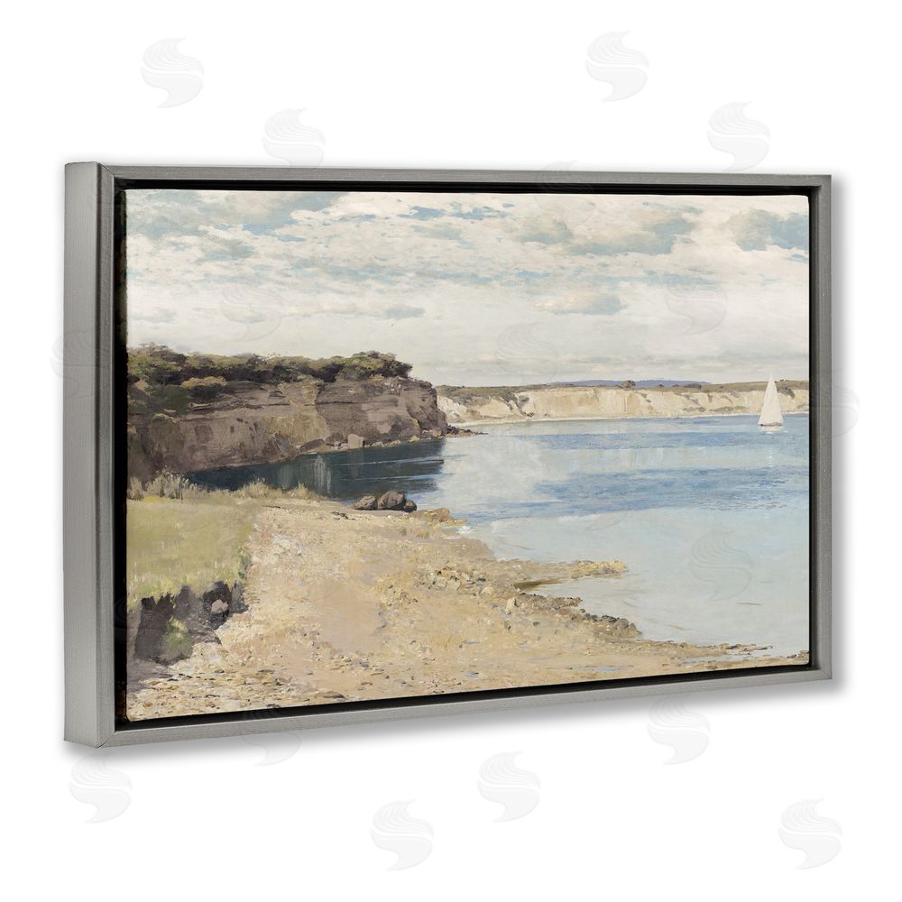 Christy McKee Set Sail Peaceful Cove Gray Floating Frame Canvas Wall Art Print
