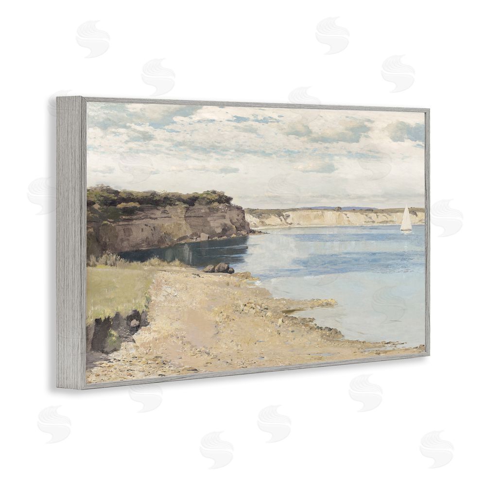 Christy McKee Set Sail Peaceful Cove Gray Framed Giclee Wall Art Print