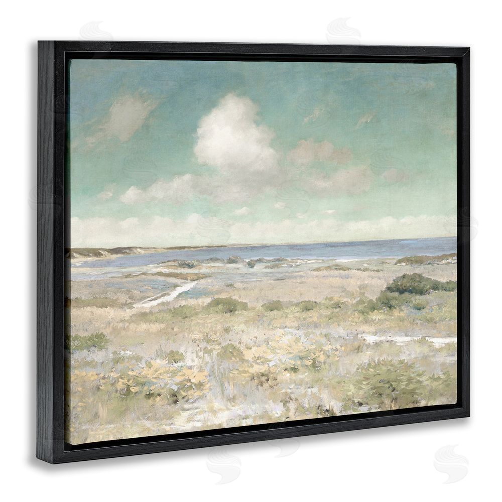 Christy McKee Water View with Clouds Black Floating Frame Canvas Wall Art Print