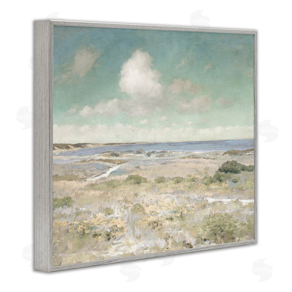 Christy McKee Water View with Clouds Gray Framed Giclee Wall Art Print