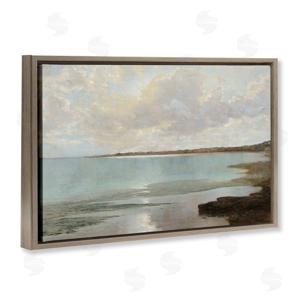 Christy McKee At The Shore Horizon Brown Floating Frame Canvas Wall Art Print
