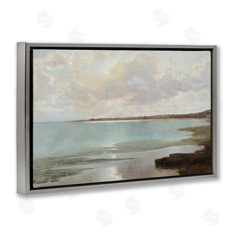 Christy McKee At The Shore Horizon Gray Floating Frame Canvas Wall Art Print