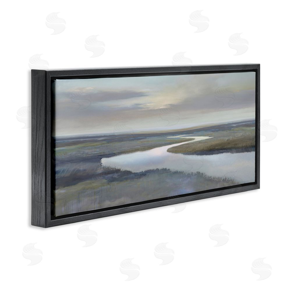 Christy McKee Foggy Riverbend Atmosphere Black Floating Frame Canvas Wall Art Print