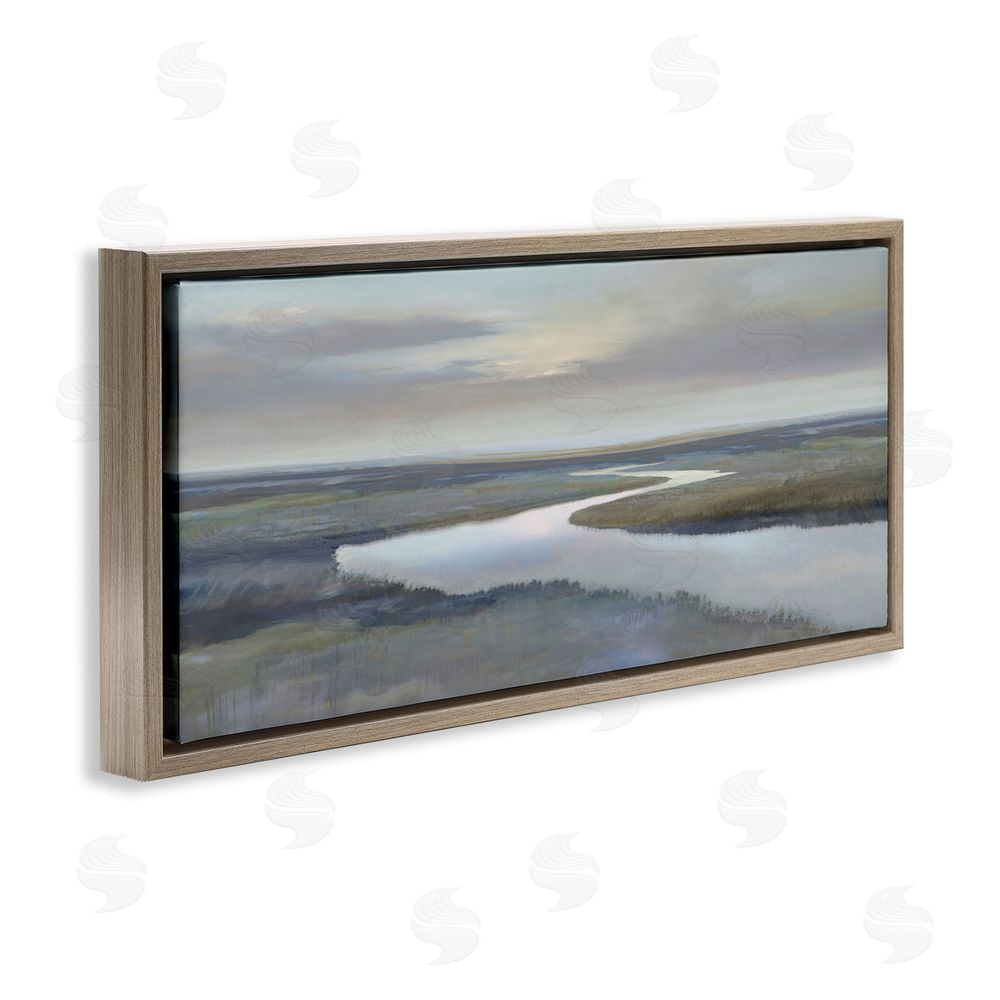 Christy McKee Foggy Riverbend Atmosphere Brown Floating Frame Canvas Wall Art Print