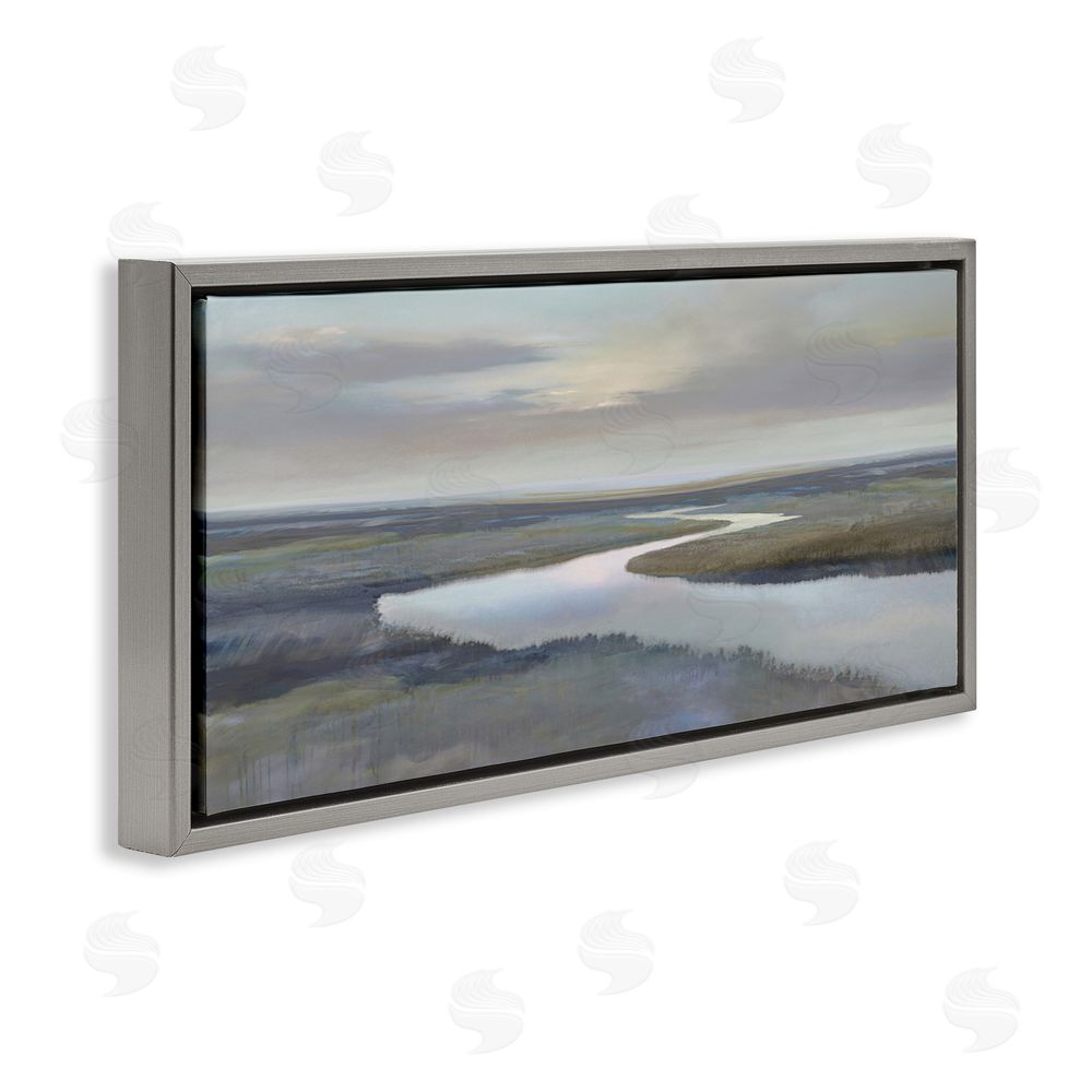 Christy McKee Foggy Riverbend Atmosphere Gray Floating Frame Canvas Wall Art Print