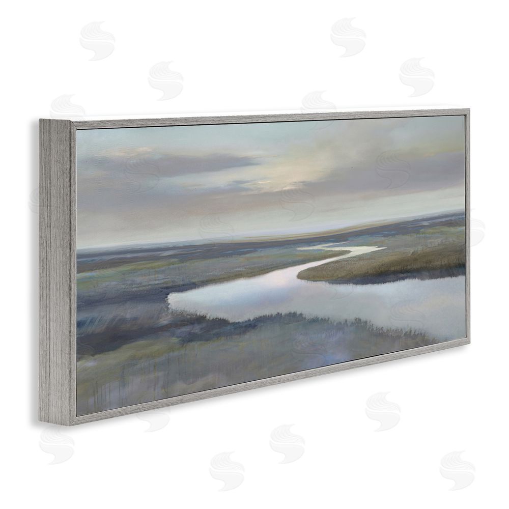 Christy McKee Foggy Riverbend Atmosphere Gray Framed Giclee Wall Art Print