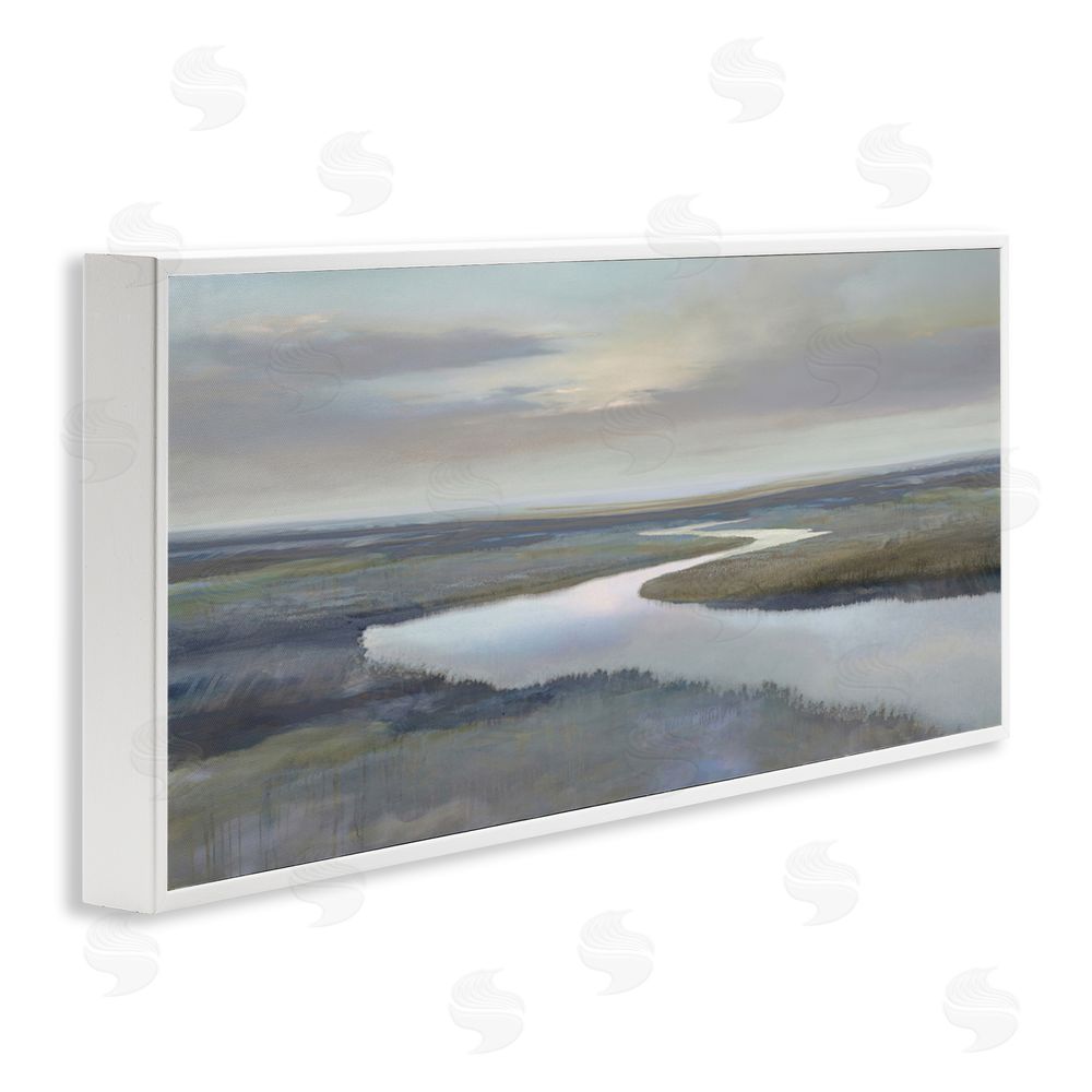 Christy McKee Foggy Riverbend Atmosphere White Framed Giclee Wall Art Print