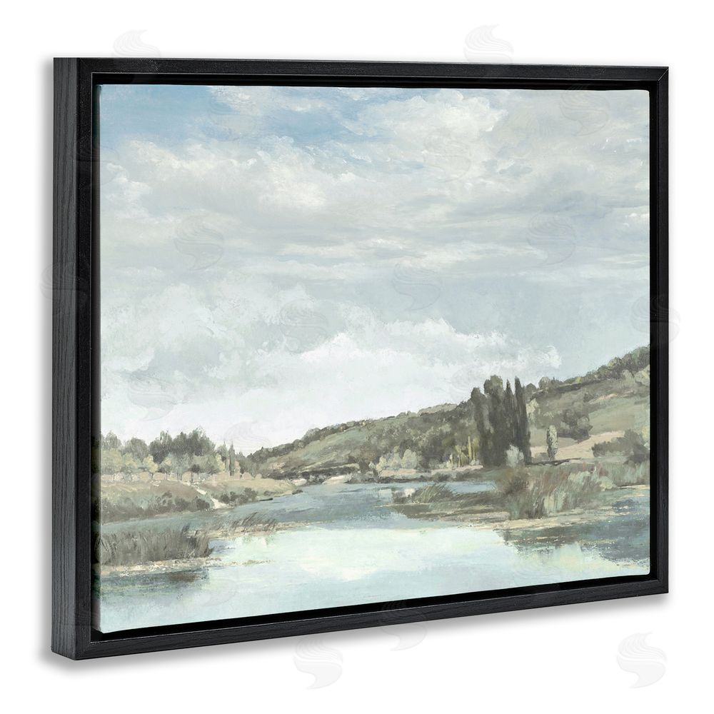 Christy McKee On The Water Landscape Black Floating Frame Canvas Wall Art Print