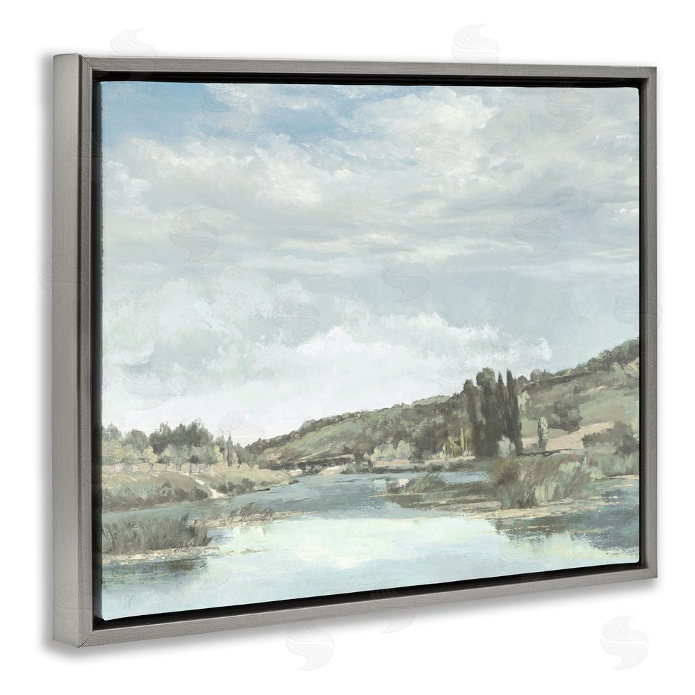 Christy McKee On The Water Landscape Gray Floating Frame Canvas Wall Art Print