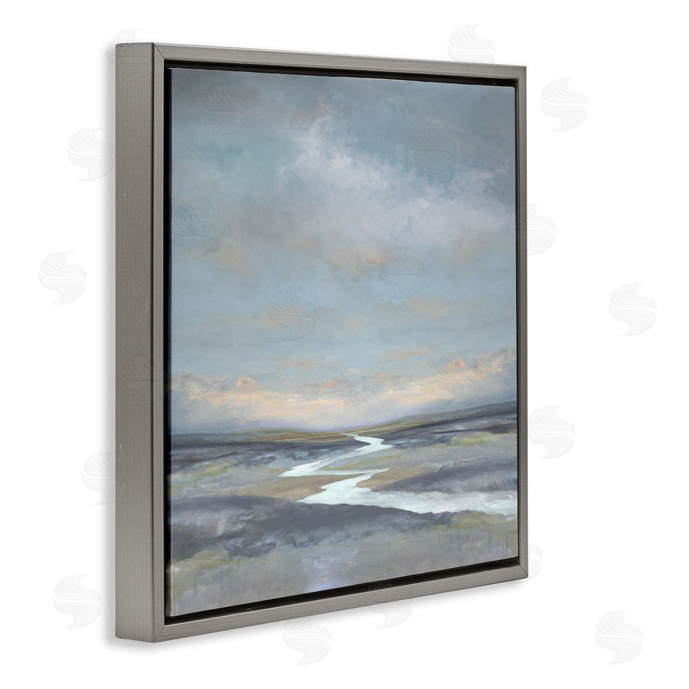 Christy McKee Riverbend Misty Atmosphere Gray Floating Frame Canvas Wall Art Print