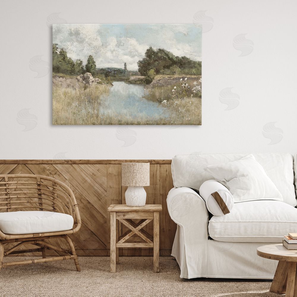 Christy McKee Dawn At The Shore Stretched Canvas Wall Art in Room