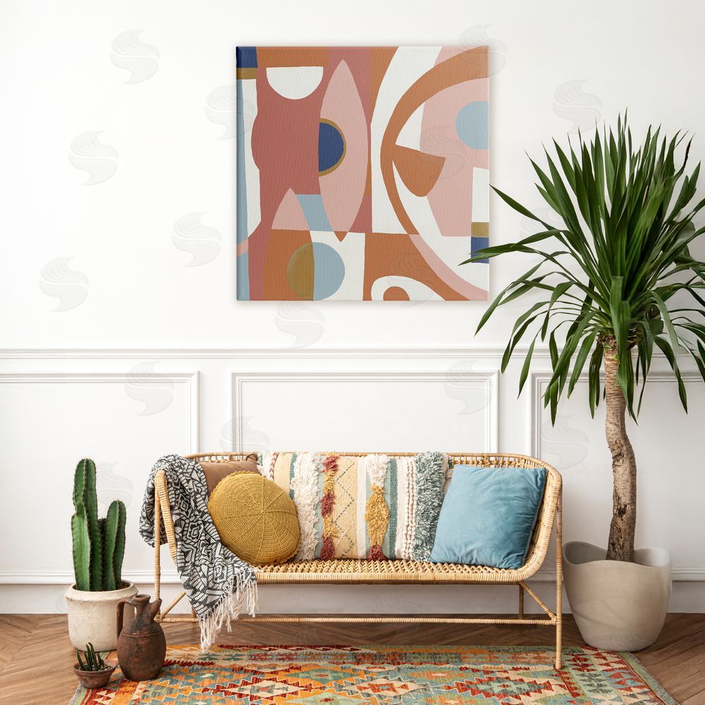 Liz Jardine Balanced Terracotta Geometrics Stretched Canvas Wall Art in Room