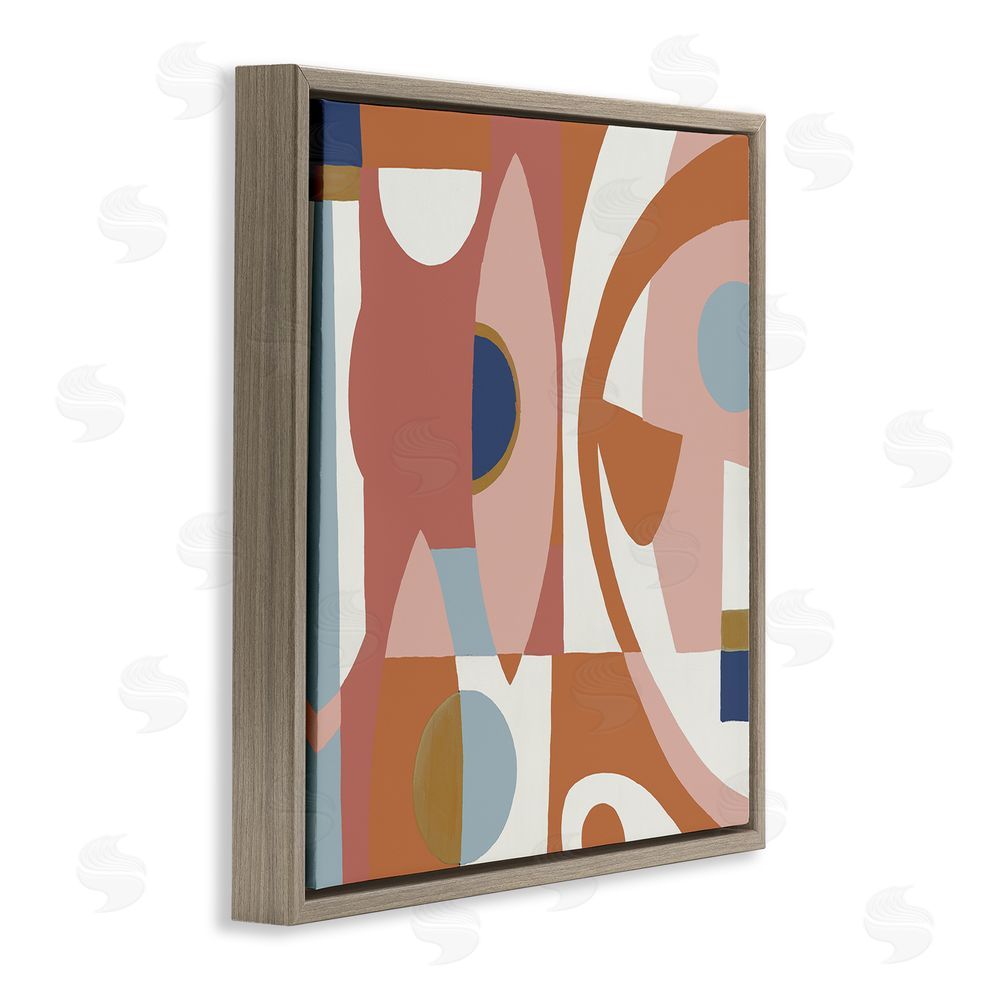Liz Jardine Balanced Terracotta Geometrics Brown Floating Frame Canvas Wall Art Print