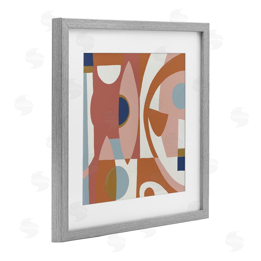 Liz Jardine Balanced Terracotta Geometrics Gray Framed Print Under Glass Wall Art