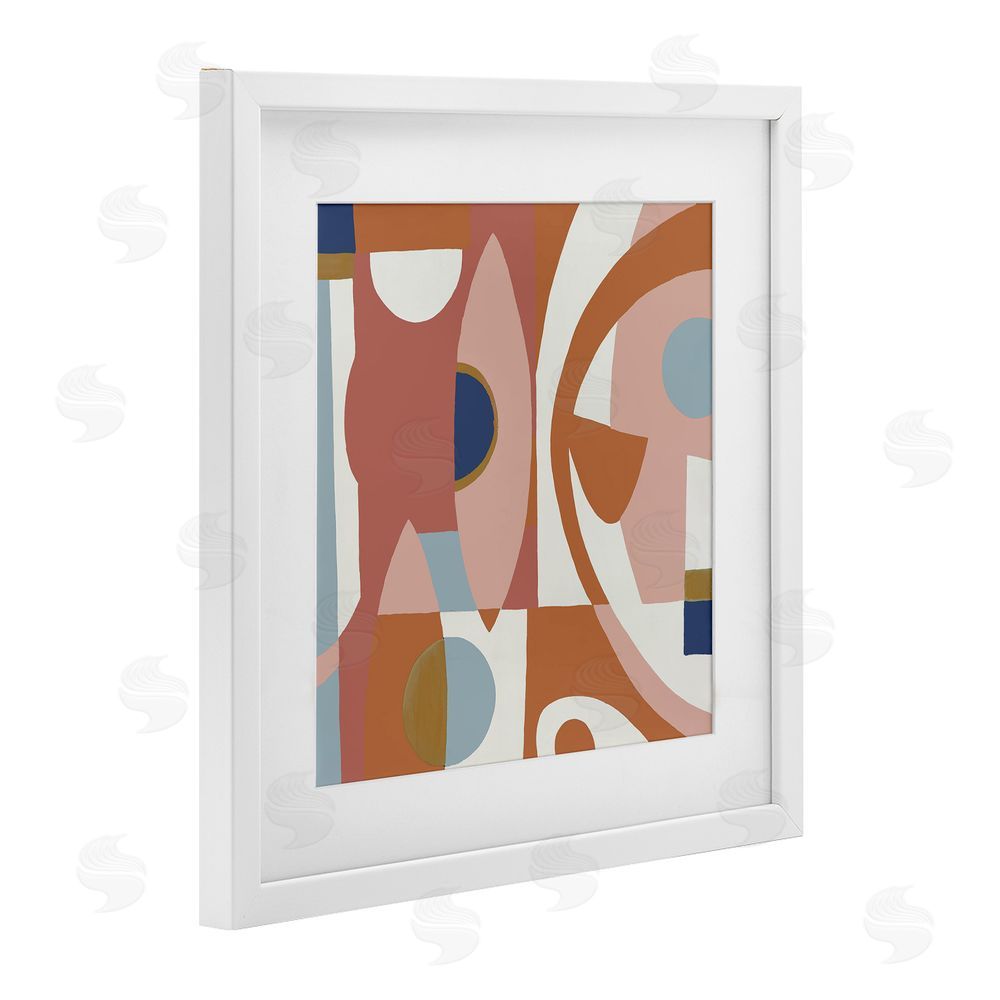Liz Jardine Balanced Terracotta Geometrics White Framed Print Under Glass Wall Art