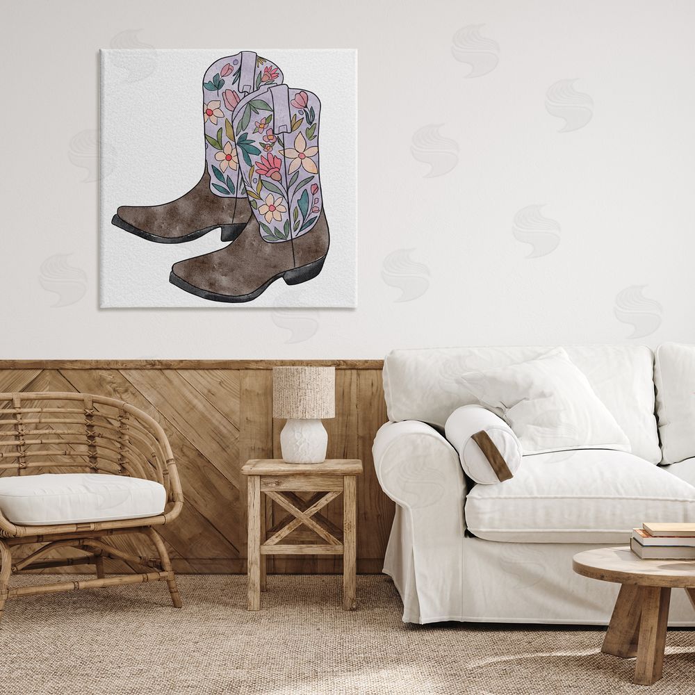 Alisha Kiara Design Wildflower Cowboy Boots Canvas Art on Wall